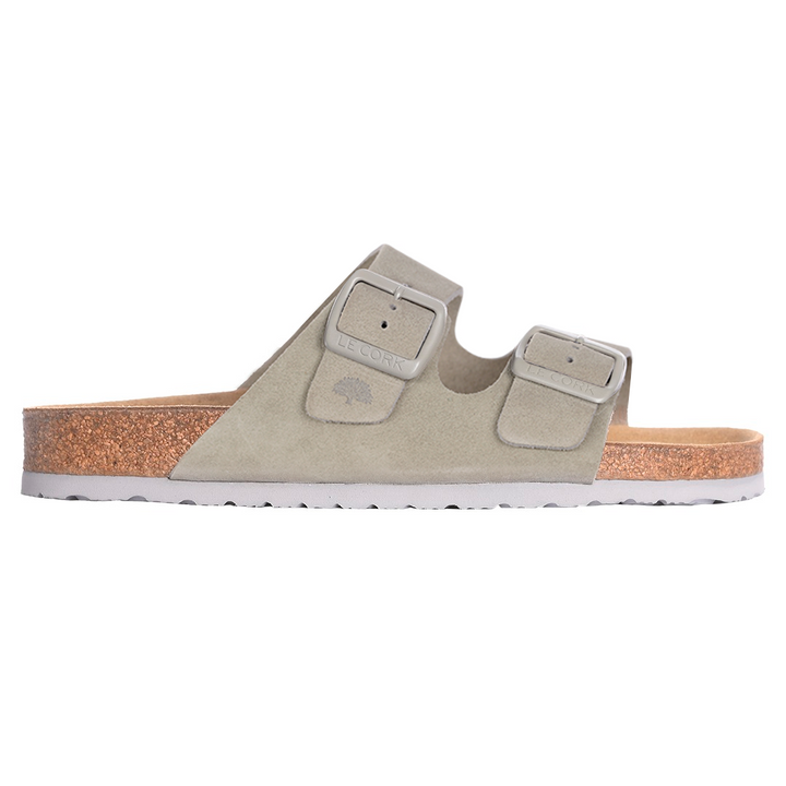 Sandália Lisboa Camurça Cinza Fivela Cinza